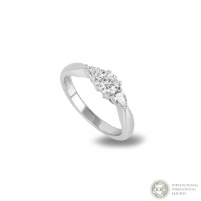 Platinum Diamond Three Stone Ring 0.37ct G/SI2